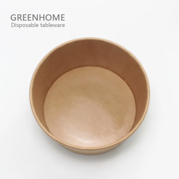 Custom logo printing ECO-friendly compostWholesale High Quality Takeaway  32oz brown paper bowl leak proof for dinner