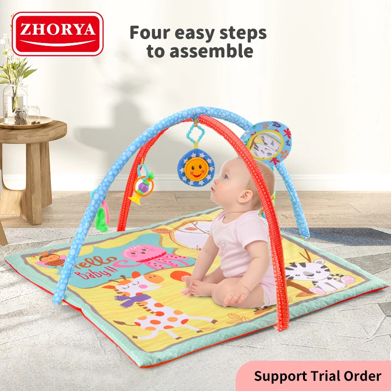 Baby Rectangular Hemming Hanging Toys Baby Soft PlayMat Newborn Sleeping Mat Cartoon Gym Play Mat Blanket Gym Crawling Pad