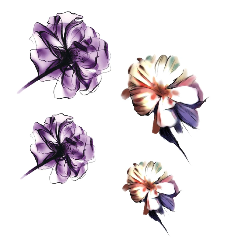 2021 Wholesale Women Temporary Tattoo Stickers Festival Flower Decorative Stencil Non-Toxin Tattoo Ink Paper Arm Leg Back