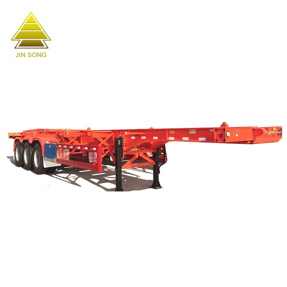 Manufacturer Tri-Axle 20/40 foot Flatbed Cargo Container Skeleton/Skeletal Semi Truck Trailer