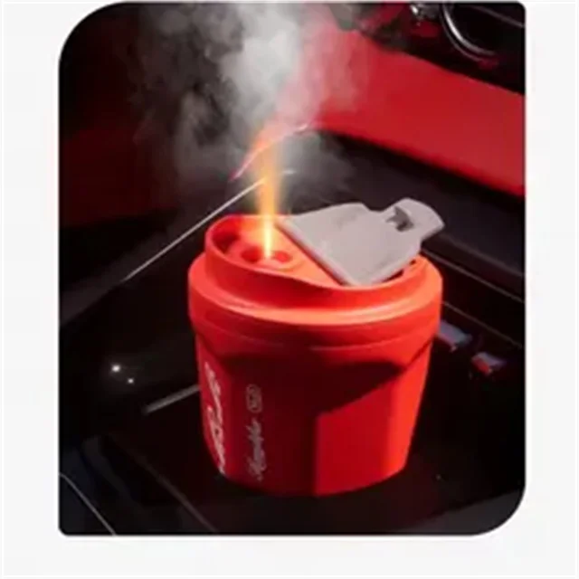 Customizable Usb 400ml Cola Air Humidifier Mini Car Humidifier 3D Flame Lamp Portable Ultrasonic Air Humidifier