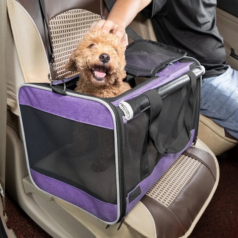 Factory Custom Carrying Bag for  Dog Travel Kennel Ventilated Softside Pet Carrier for  Large Kitty Transport Cage with Cover