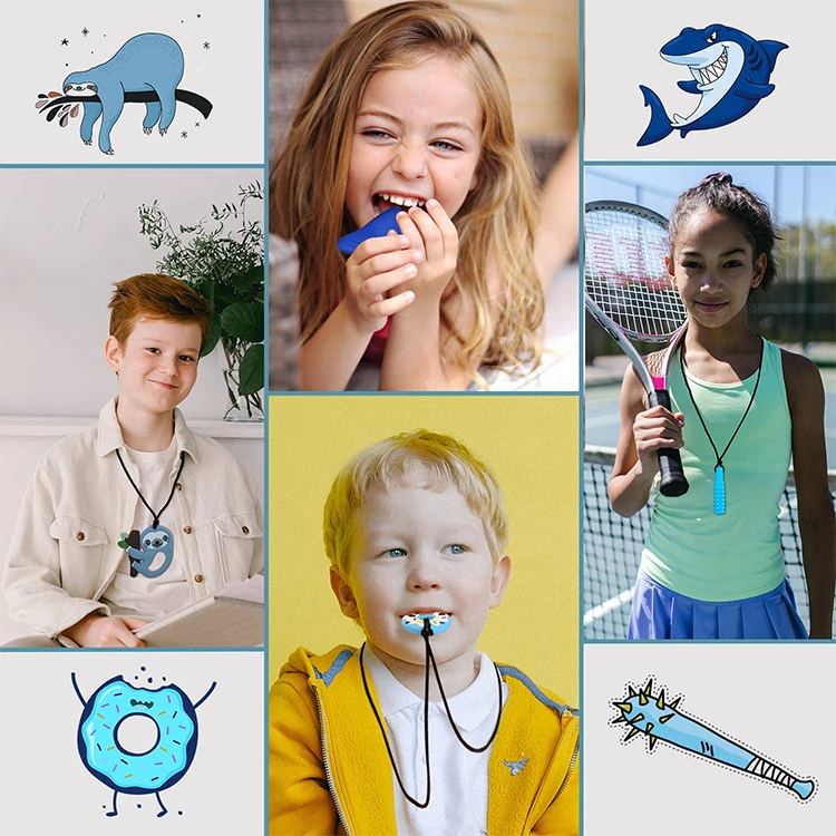 Boys And Girls Tooth Chewing Children Adhd, Autism, Chewing Necklaces Sensory Reduction Of Tooth Pain Sensory Chewing Necklaces