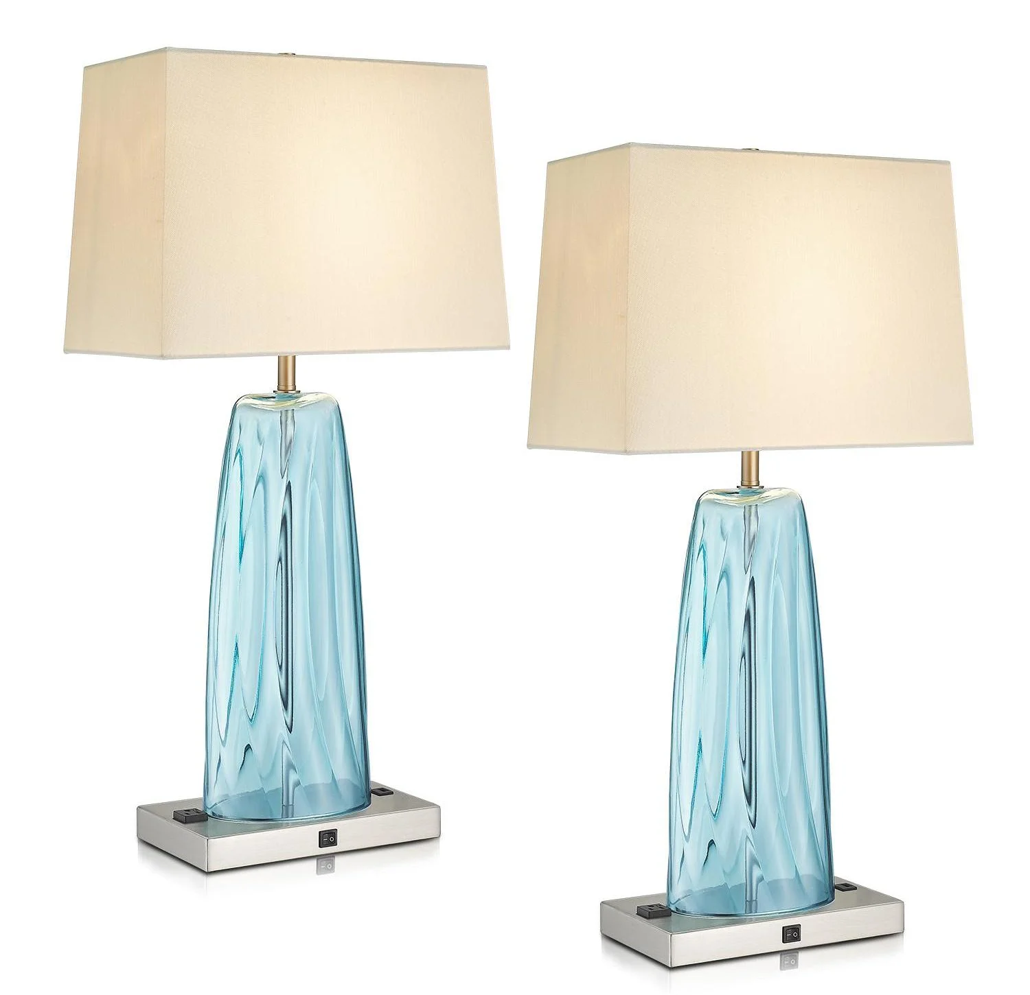 
Nightstand Table Lamp Crystal Set Usb For Bedroom Modern Fabric Shade Table Lamp 