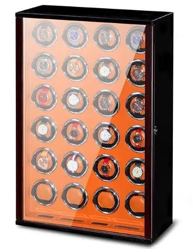 Luxury High quality Automatic watch winder safe wood leather watch winder box 24 slots with TOUCH SCREEN LED  remote control