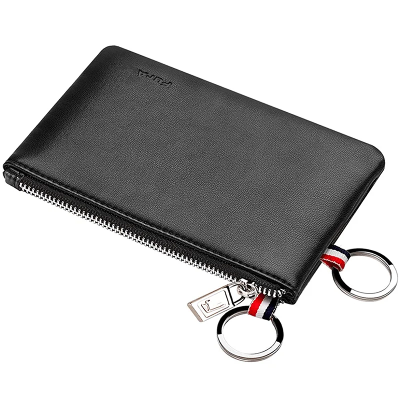Custom Black Real Leather Luxury Purse Money Clip Business Card Holder Key Coin Bag Winter Vendor Magnetic Crypto Wallet For Men