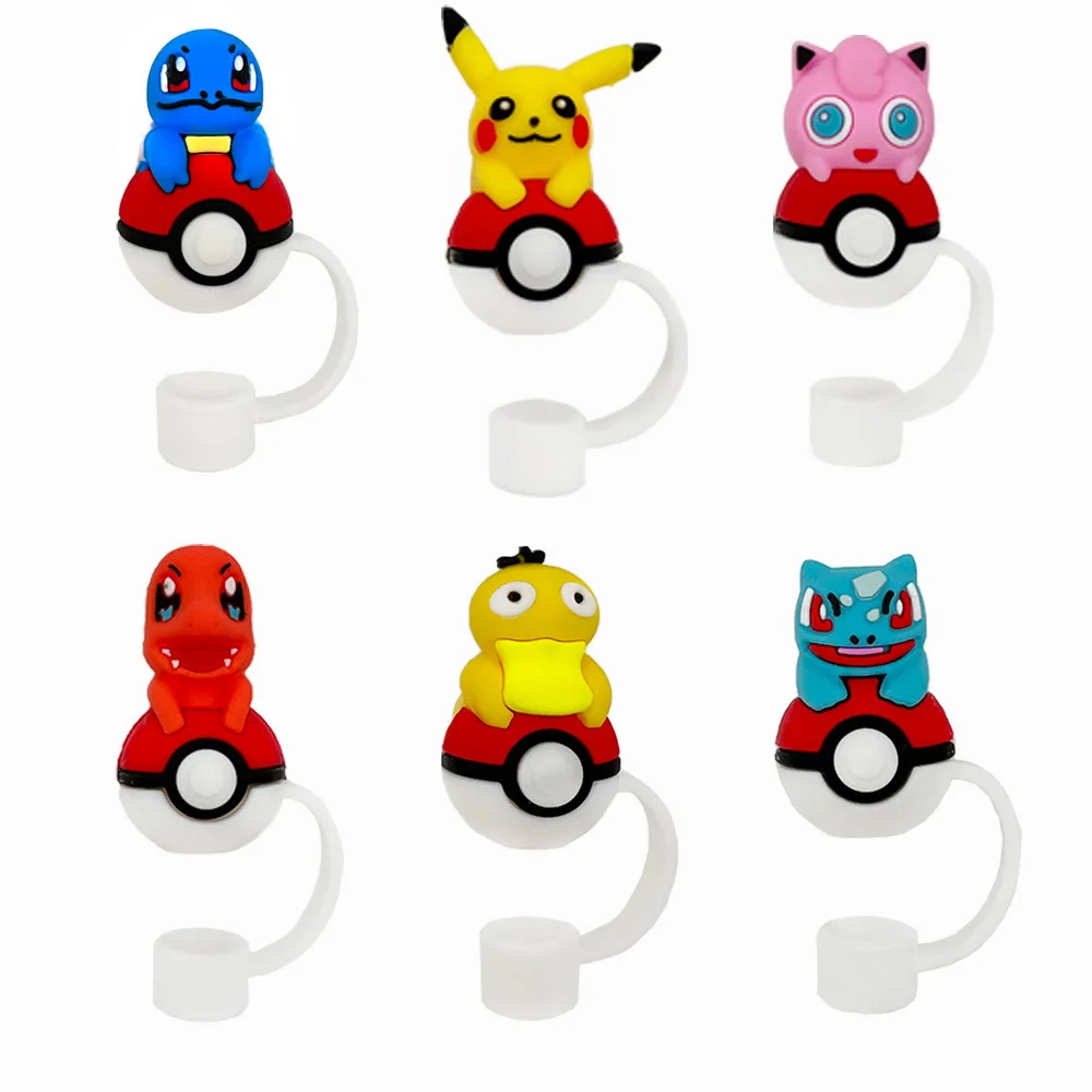 Cartoon Pikachu 10mm Dust Plug Stitch Cute Fun Silicone Straw Hat Cover for Stanley Bar Accessories Bao Ke Dream Accessory