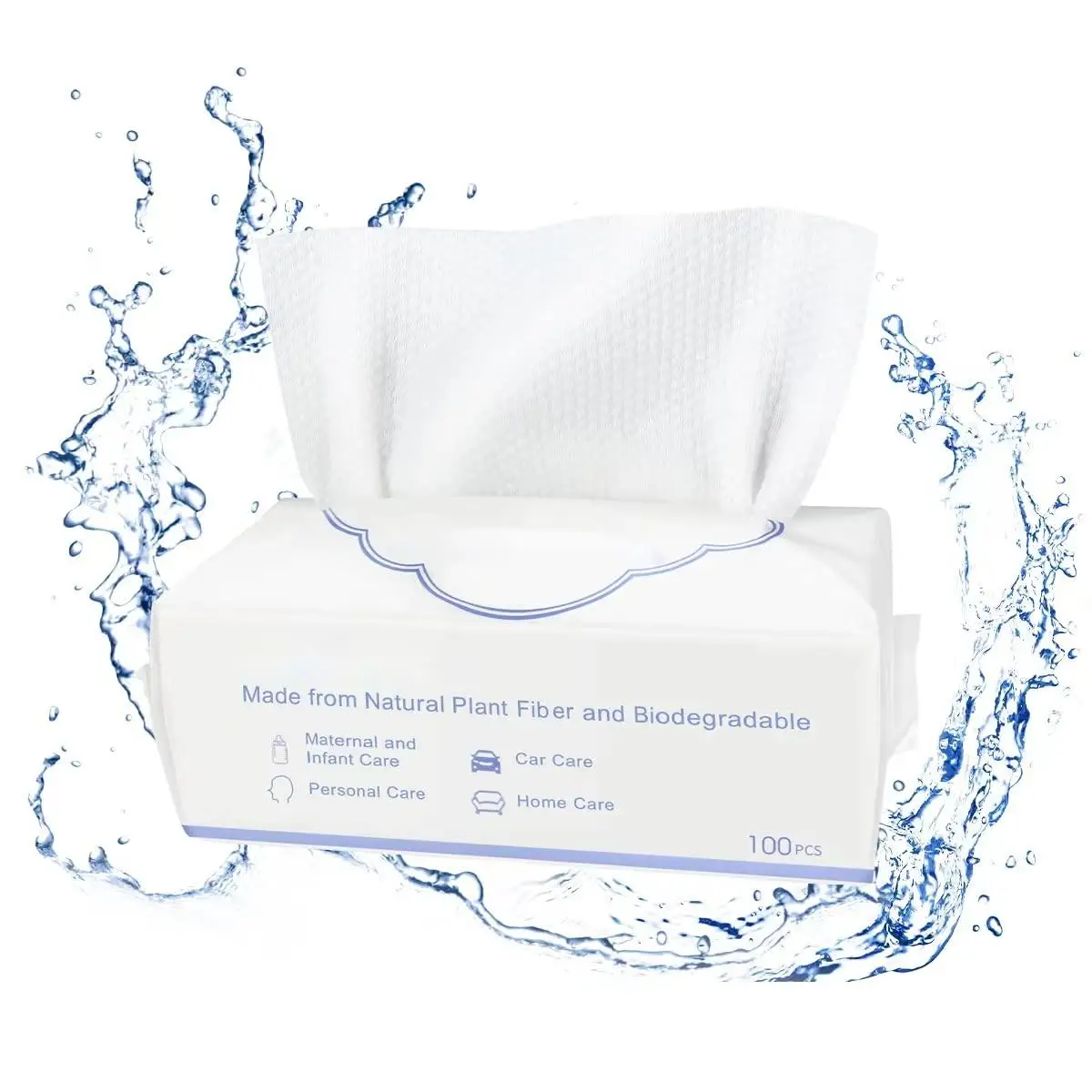 100 count Ultra Soft Biodegradable  Wet Dry Face Clean Cloths Towels Makeup Remover Wipes for Adults and Baby
