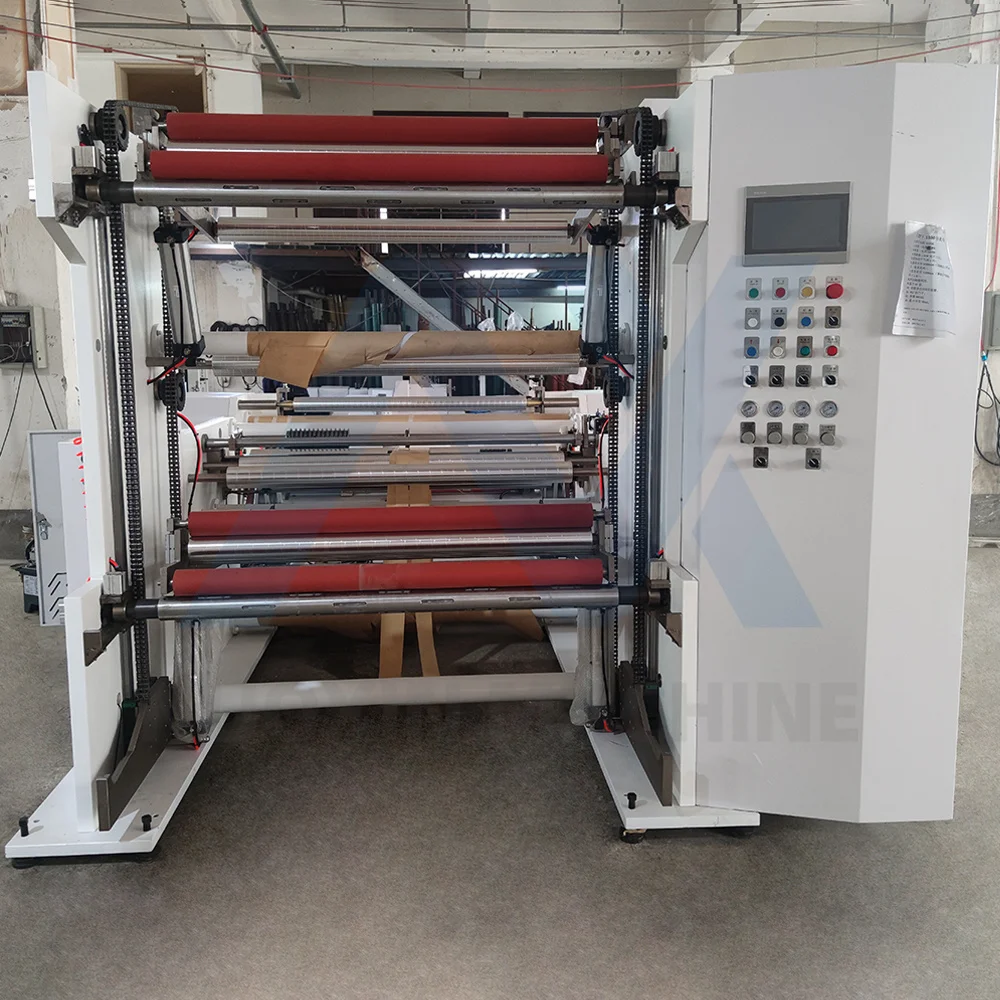 kraft paper non woven fabric slitting machine with turret rewind from big to small rolls