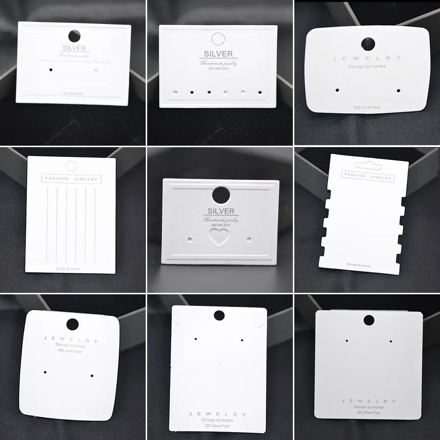 Wholesale Handmade Kraft white Paper Jewelry Display Card Necklace studs Earring Hairpin Pendant Jewelry Card Custom Logo