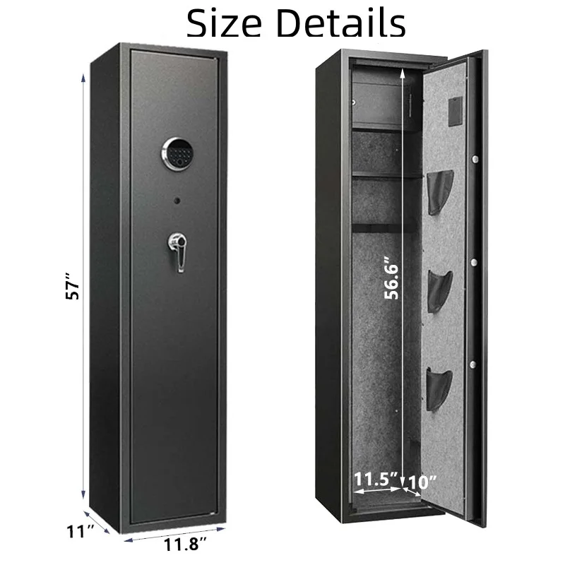 Modern Design Fireproof Fingerprint Lock Gun Cabinet Large Metal Storage Vault Safe Gun Stash Box Iron Locker for Hotels