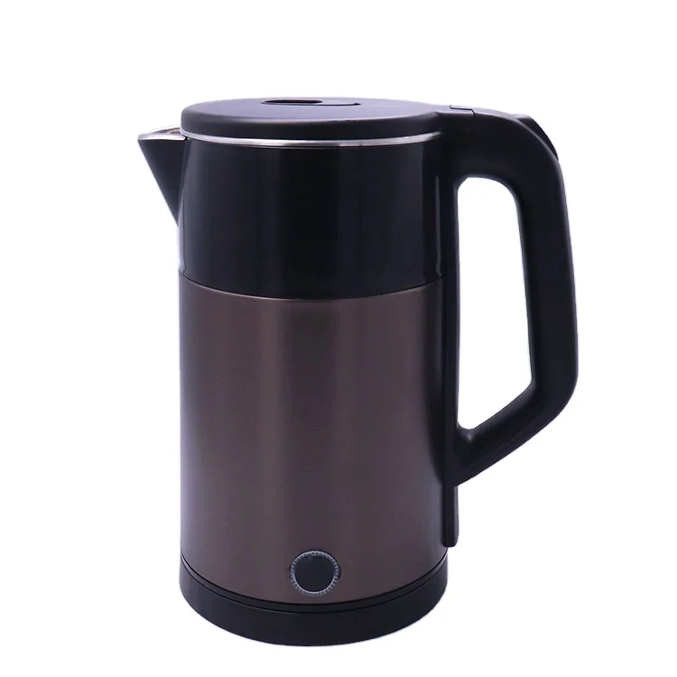 2021 hot sale small home electronics kitchen double wall kettle Stainless steel Brown Spray-paint Electric Kettle wholesale