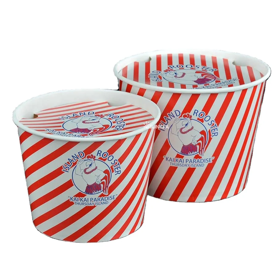 Disposable Printed Chicken sandwich wings nuggets fries family paper bucket for food
