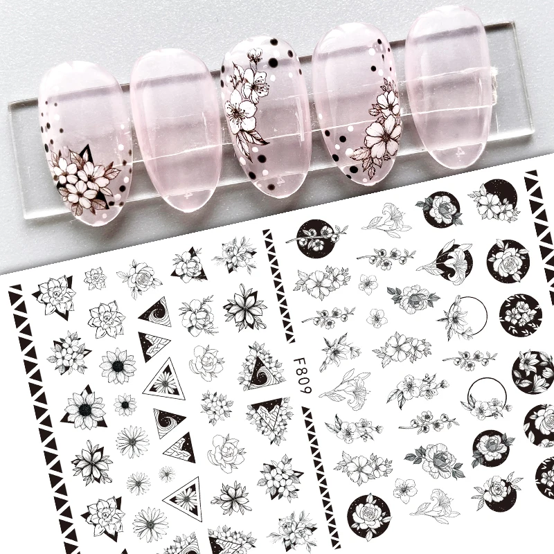 2021 New Hot Sale Transfer Summer Flowers Self Adhesive Stickers Nail Art Stickers 3d Nail art Decals Designs