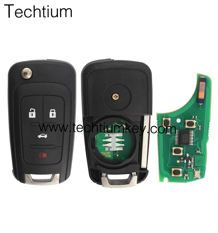 Techtiumkey  2 3 4 5 Button Flip Remote Key for Buick LaCrosse Regal Verano Encore Allure 315 433MHZ with ID46 Chip HU100 Blade