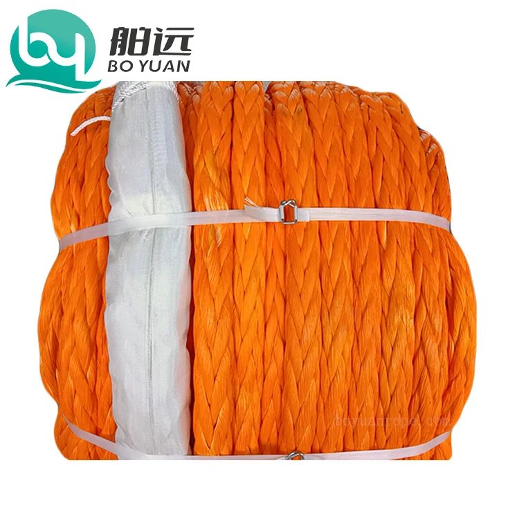 Hot Sales High Strength 12-Strand Plastics UHMWPE Rope With Yellow Colour UHMWPE Twisted Synthetic Rope For Ship Towing