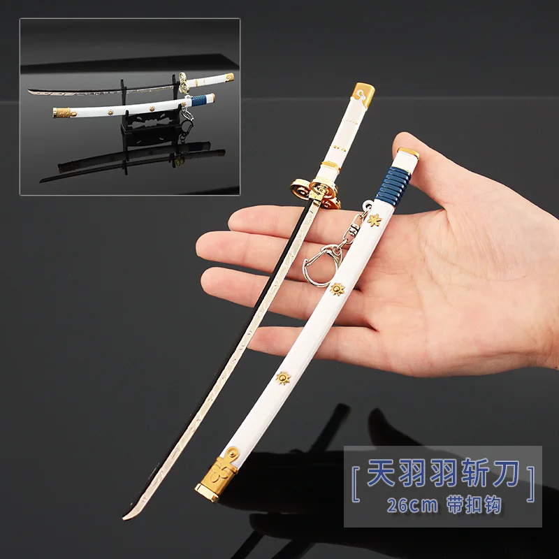 26cm New Design 6 Color High Quality Mini Sword the Blade of Roronoa Zoro Alloy Model Keychains As Promotion Gift