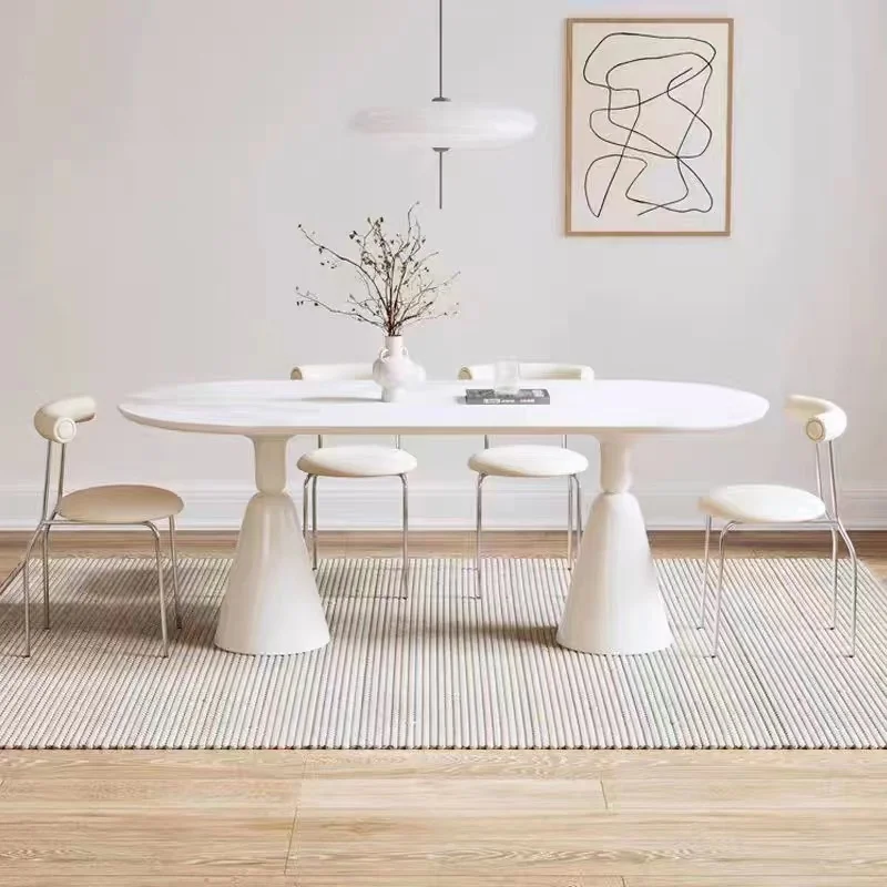 High-End Design Cream Style Dining Table and Chair Set for Home Living and Dining Room Furniture Simple Elegant Style