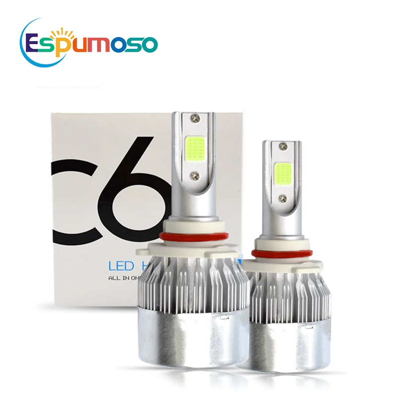 Factory Price C6 Ice Blue Color Led Headlight 36W 3800LM Auto Lighting Systems H4 H1 9005 9006 Waterproof Accesorios Para Auto