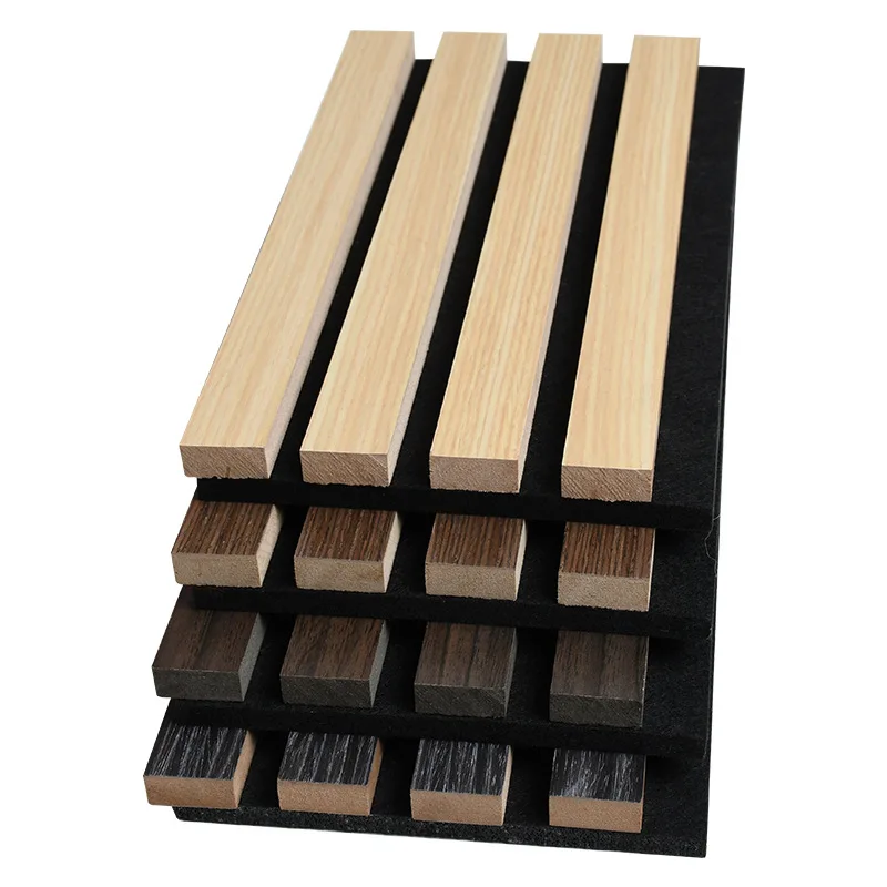 ECOUPP Modern Design Akupanel Acoustic Wall Panel Sound Absorbing Wooden Panel in Ebony Wood Slat for Improved Audio Quality