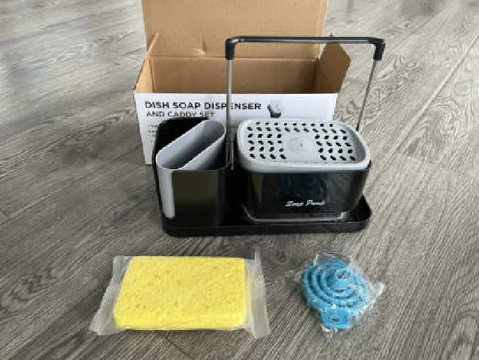 2 функция ручной пресс жидкость для мытья посуды, предназначенный для мыла дозатор губка Кадиллак держатель для кухни с губкой