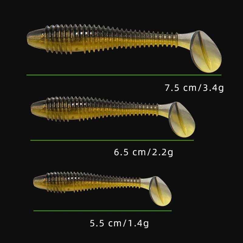 Oem 5.5cm 6.5cm 7.5cm Double Color T-tail Soft Bait Fishing Lure Artificial Plastic Soft Worm