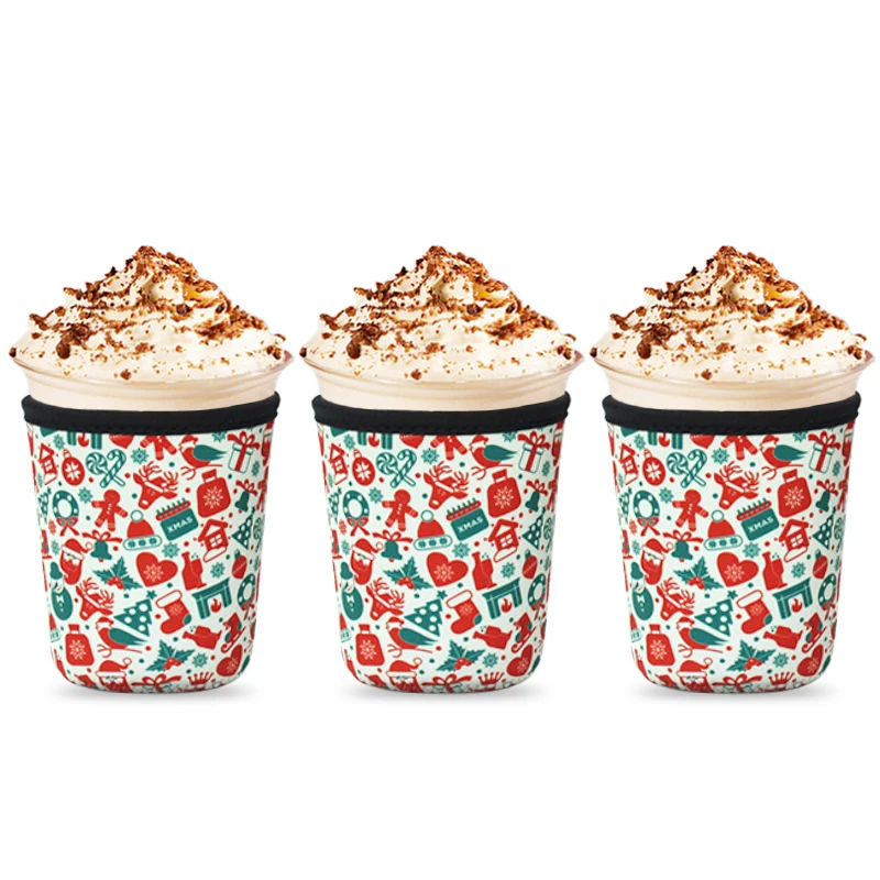 Logo Print Insulated Hot Iced Coffee Sleeve Holder Reusable Custom Neoprene Coffee Cup Sleeve