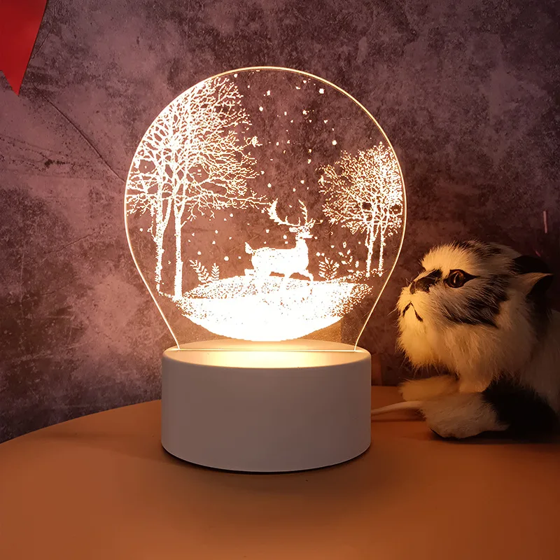 lampara 3d optical illusion base lamp led night light