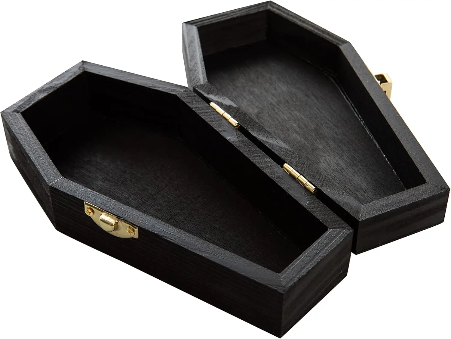 Black Painted Wooden Coffin - Fillable Mini Basket, Perfect for Halloween Parties, Gothic Decor, Small Pet Burial 2-Pack