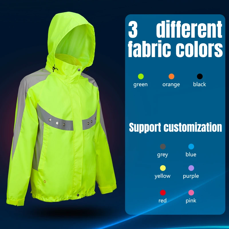 Winter Hi Vis Warm Jacket Custom Electrical Flash Light Reflective Hooded Jackets Safety Worker Jacket With LED
