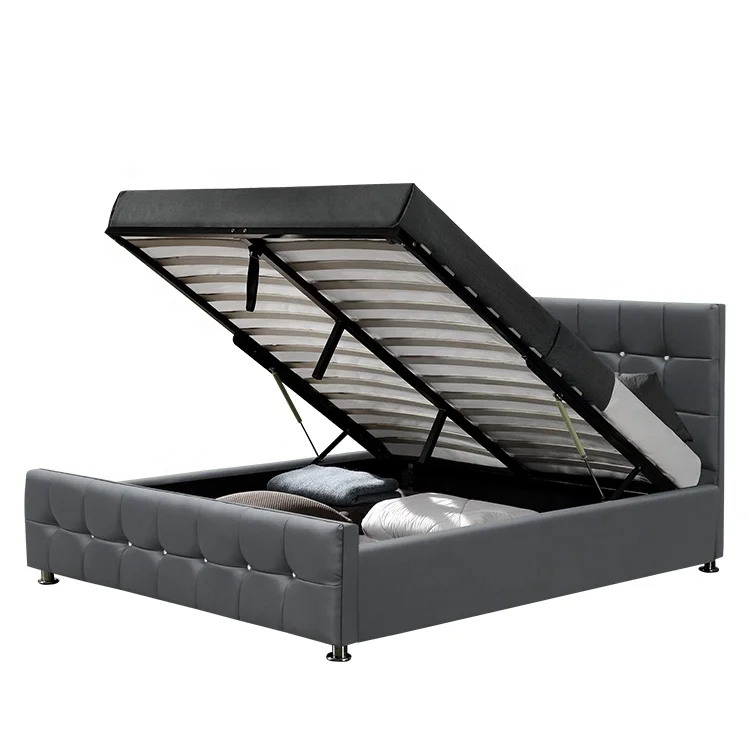 Willsoon furniture 1149-1G Multifunction LED Chenille Velvet Fabric Gas Lift Up Storage Bed
