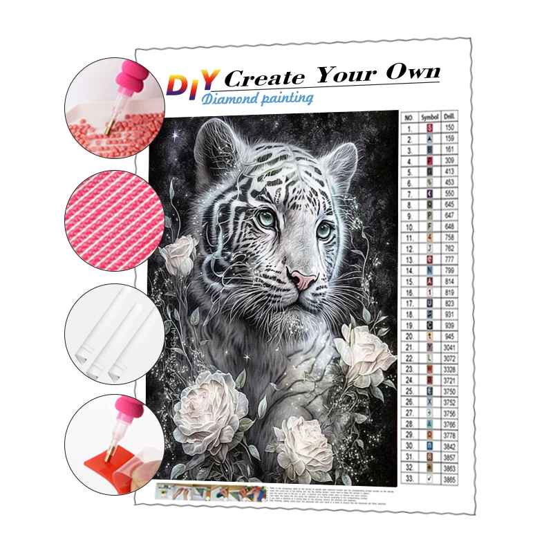 5d Full Square Drill Diamond Painting White Beast And Flowers Home Decoration For Bedroom Animals Diamond Embroidery Mosaic