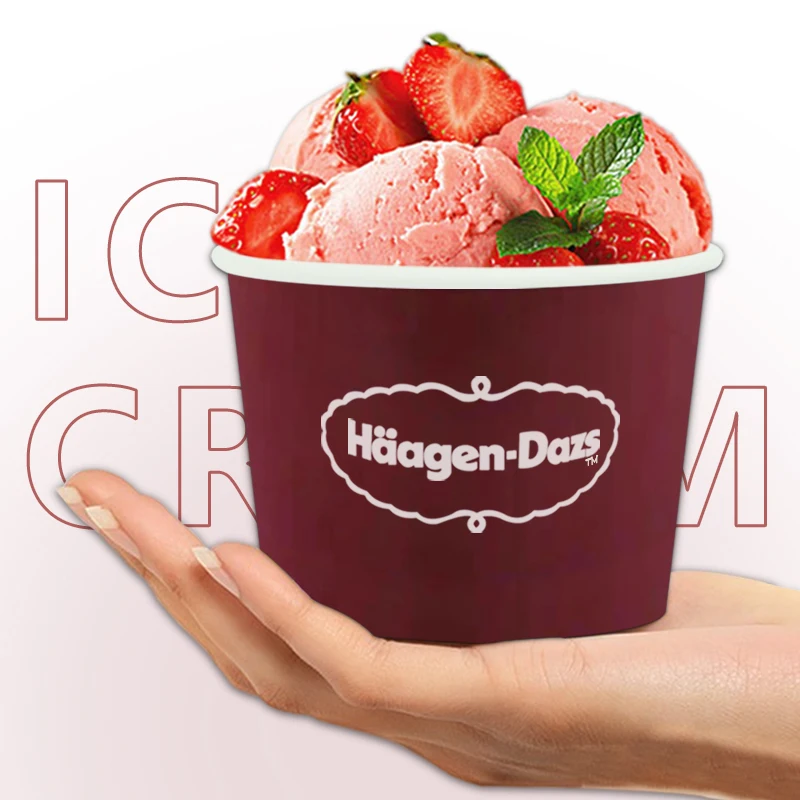8oz 16 oz disposable food paper bowl ice cream cup customized cheap disposable paper ice cream cup