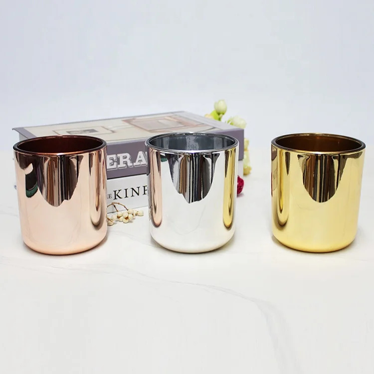 FengJun arc bottom 200ml 240ml 300ml 320ml 360ml 420ml electroplating golden silver rode golden empty glass candle jar