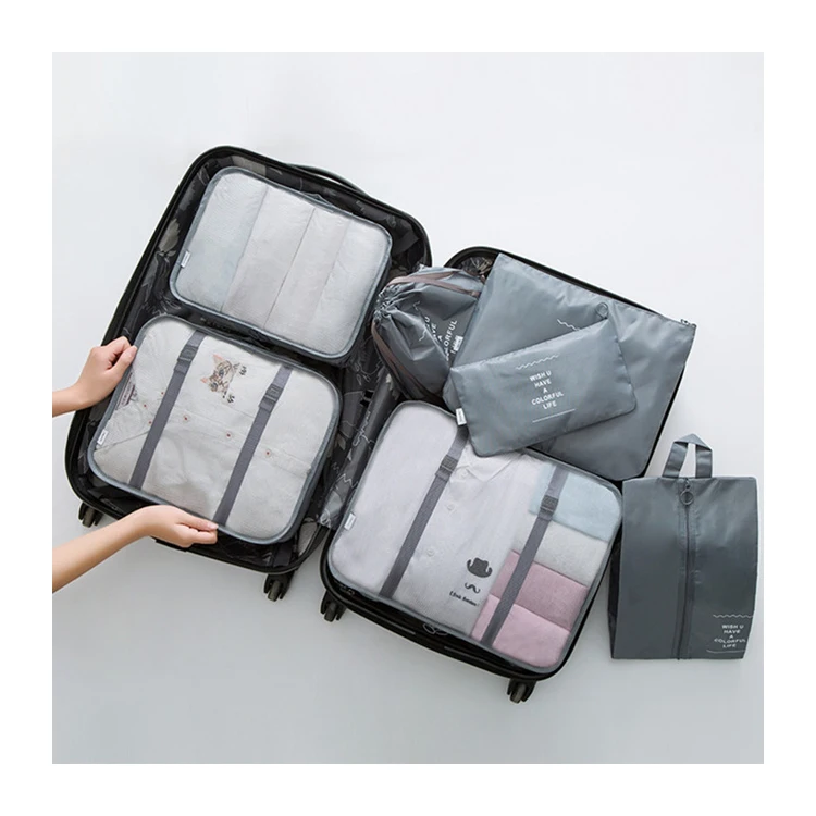 Travel Packing Cubes 7 Pcs Luggage Packing Organizers Set with Toiletry Bag for Suitcase