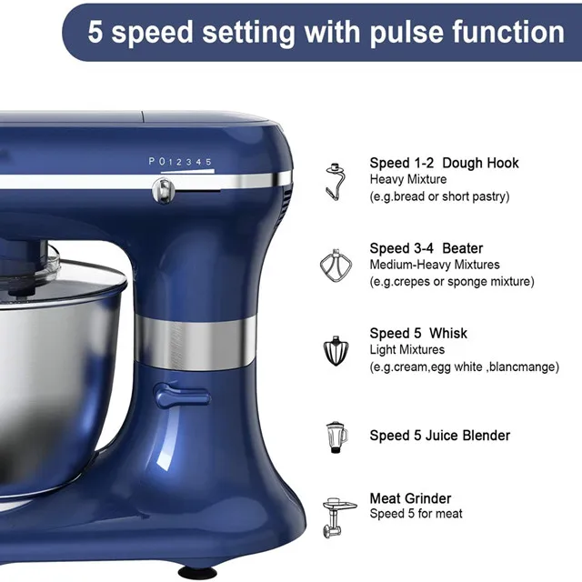 1200W 5L kitchen mixer stand food mixer