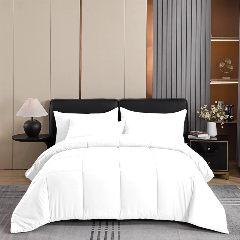 New Arrival White Fluffy Goose Down Winter Comforter Cal King 3PCS Quilt Set
