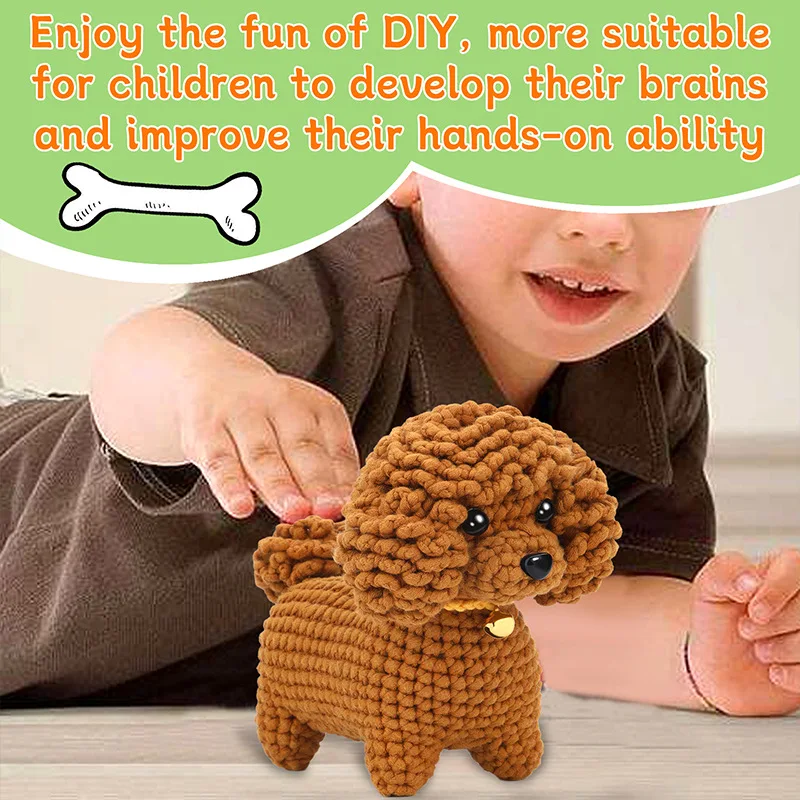 Teddy Dog Holiday Birthday Gift Crochet Kit for Adults Kids Beginners Include Easy Knitting Soft Yarn