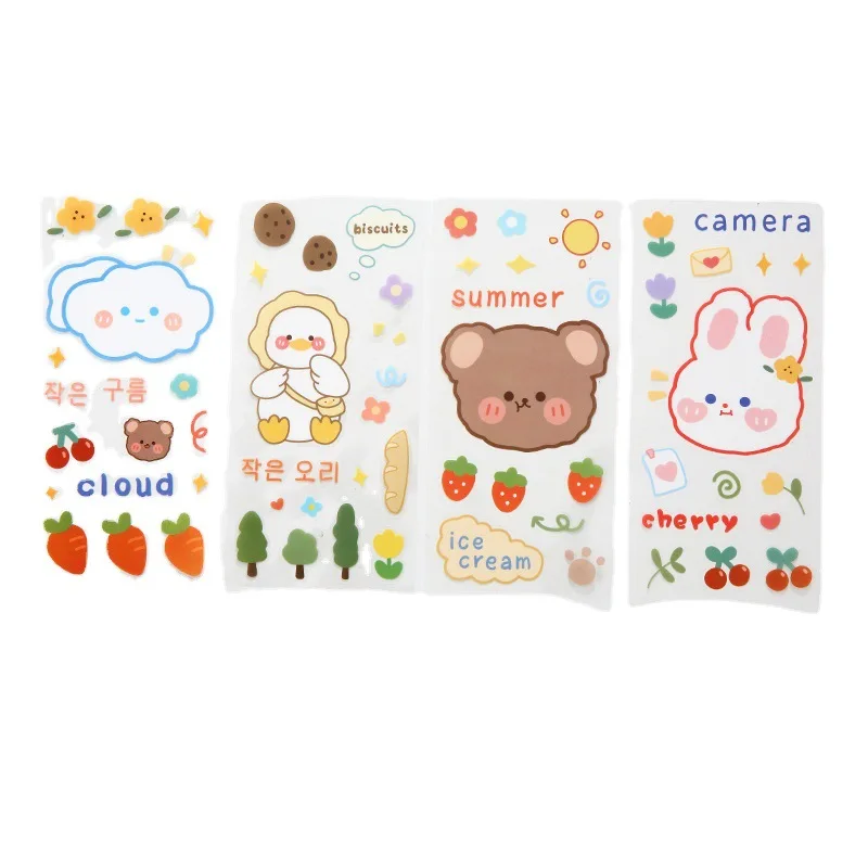 Custom Transparent Adhesive Vinyl Cute Kiss Cut Holographic Rainbow Effect Glitter Sticker Sheets Roll Label Decorative Printing