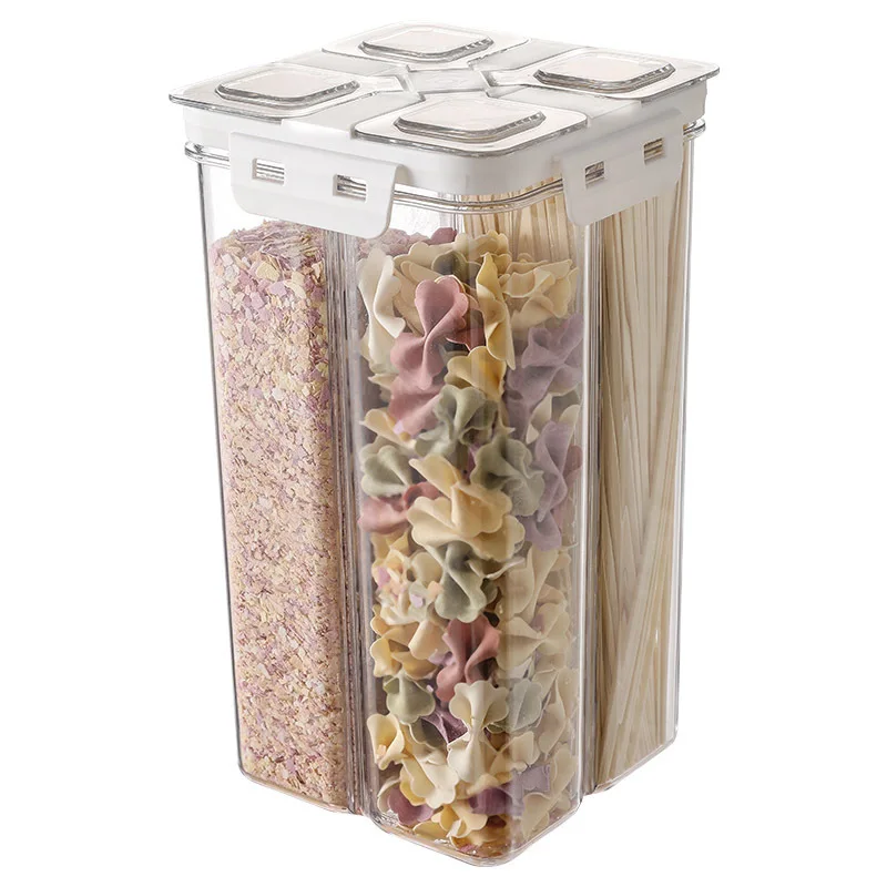 Modern Design 3L Plastic Airtight Food Storage Container Set Injection 4 Grids Kitchen Storage Containers