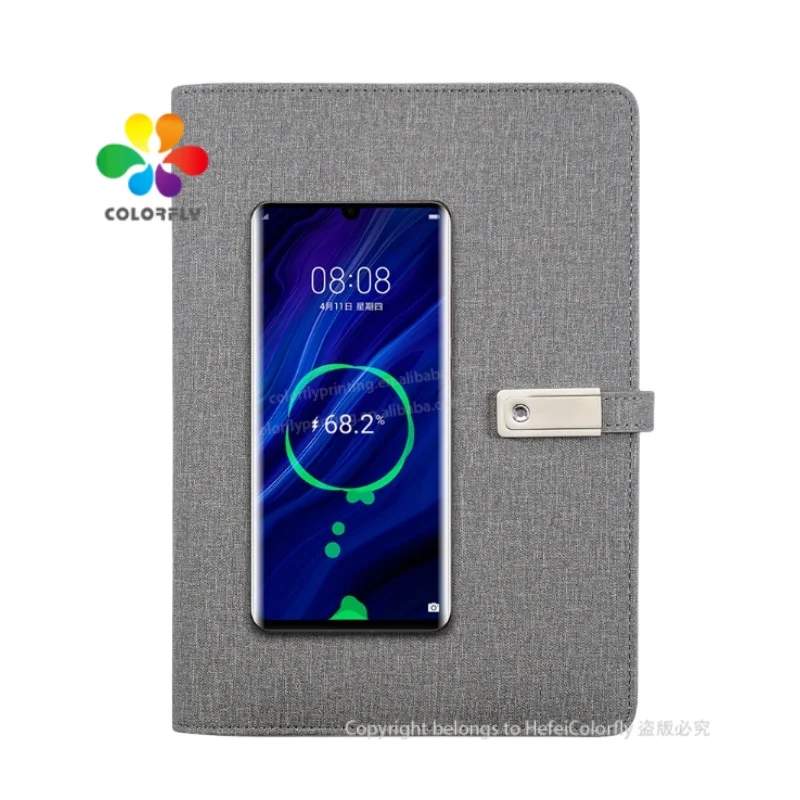 High Quality Power Bank Notebook Custom Inner Paper Diary Planner Notebook with power bank and usb flash drive
