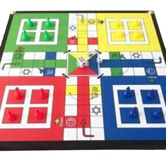 EASTOMMY Wooden Ludo With Chess Board Game Dice Games Set Multiplayer Game Competition