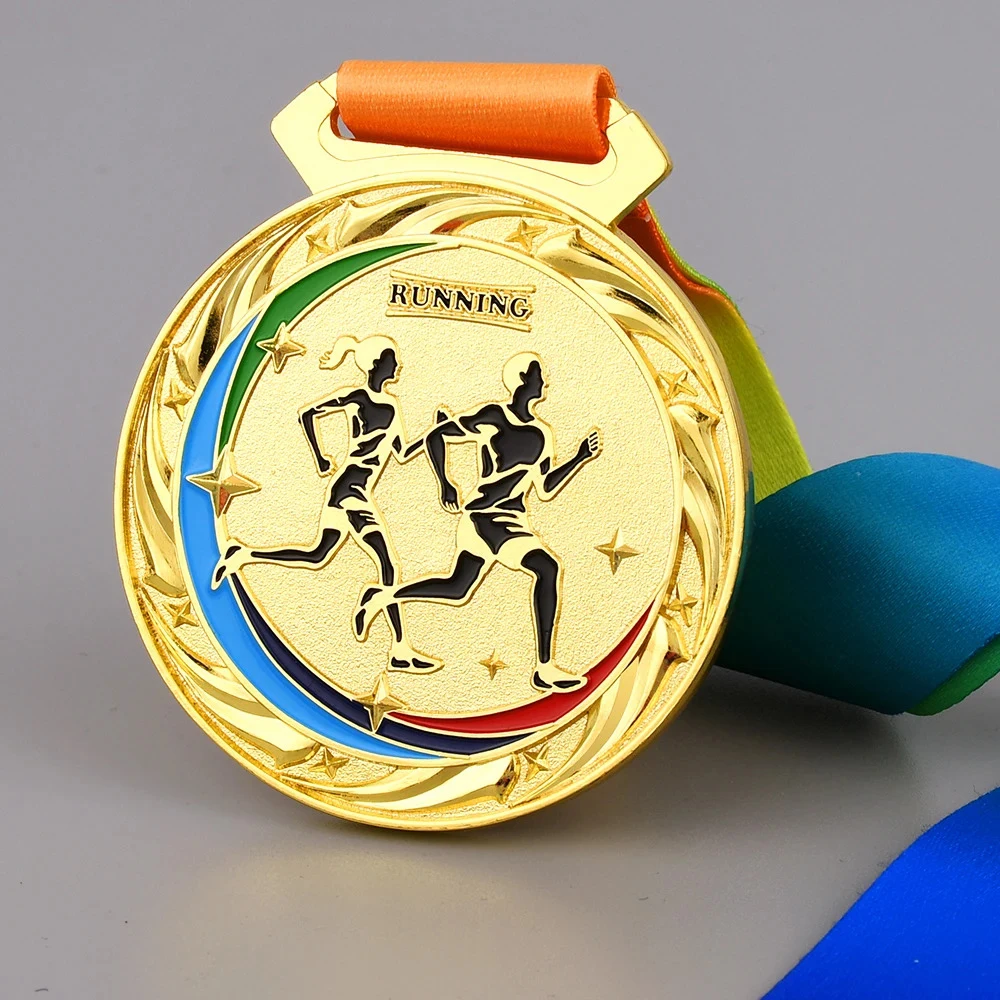 High Quality Custom International Runner Marathon Medals Sports Gold Silver Bronze Metal Kids Custom Running Medal With Ribbon