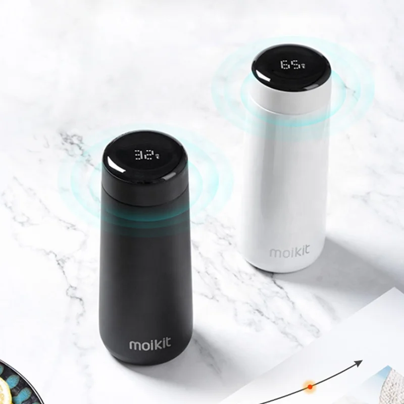 Double Walled Remind Drinking Vacuum Insulated Thermal Smart Water Bottle with Temperature Indicator