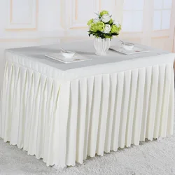 Factory Outlet Rectangular wedding tablecloth 100% polyester table skirt