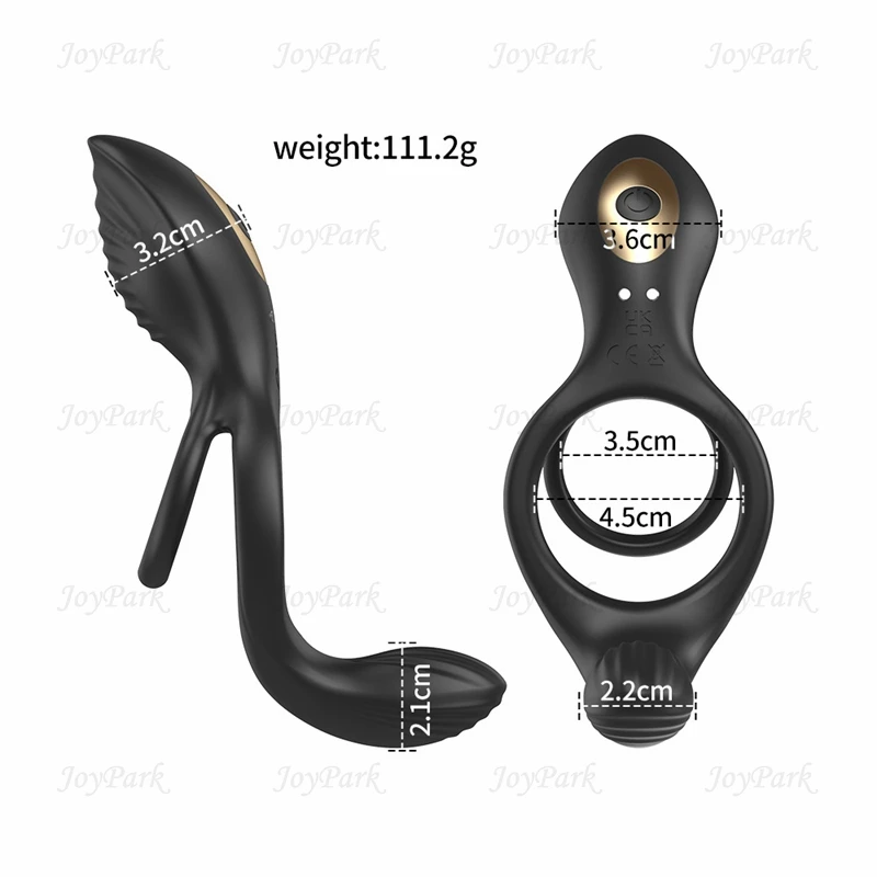 JoyPark Dual Motor Silicone Double Penis Ring Lock Couple Shock Penile Mens Masturbate Remote Control APP Vibrating Ring for Men