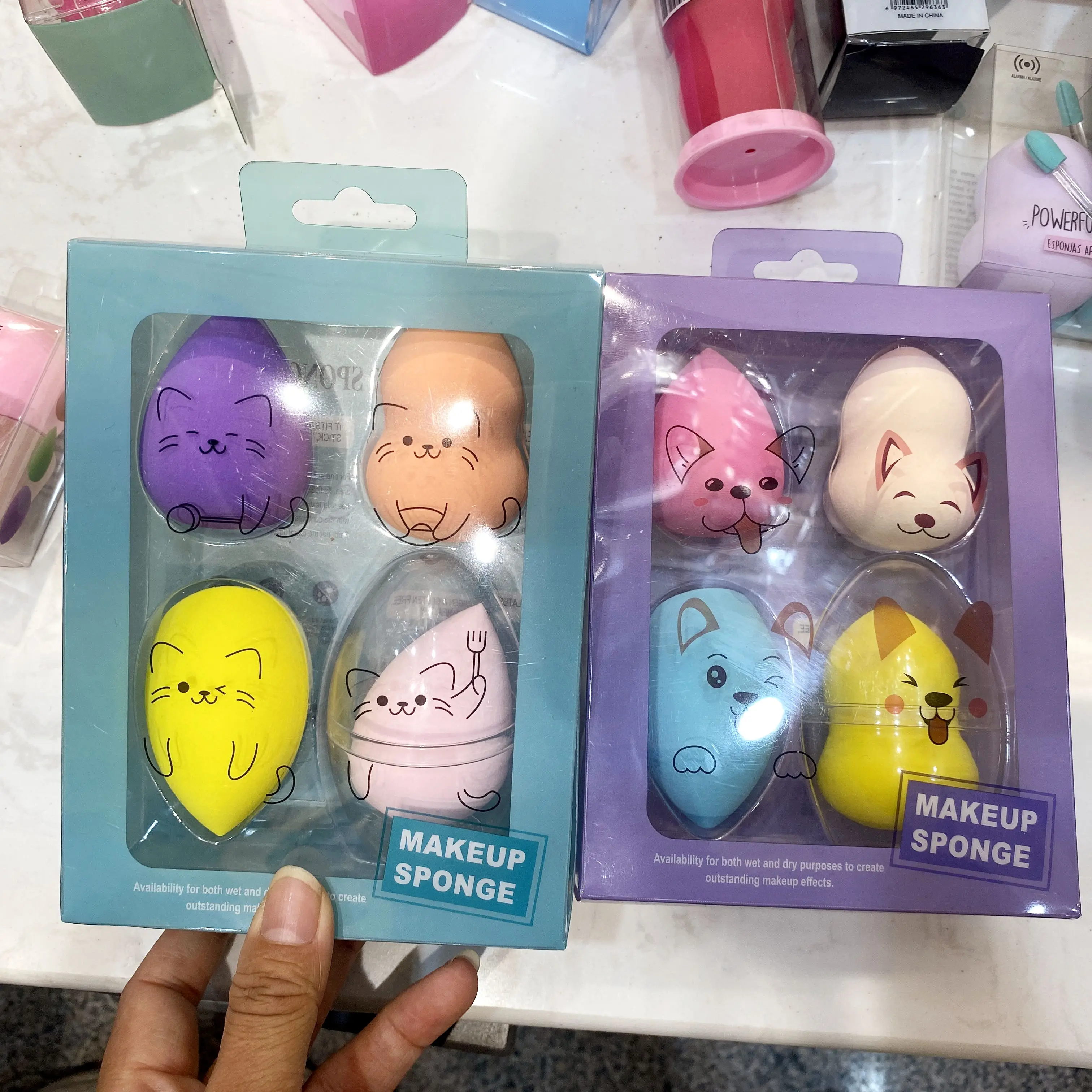 Wholesale makeup esponja facial sponge set blender beauty foundation Logo Private Label powder puff cosmetic packaging