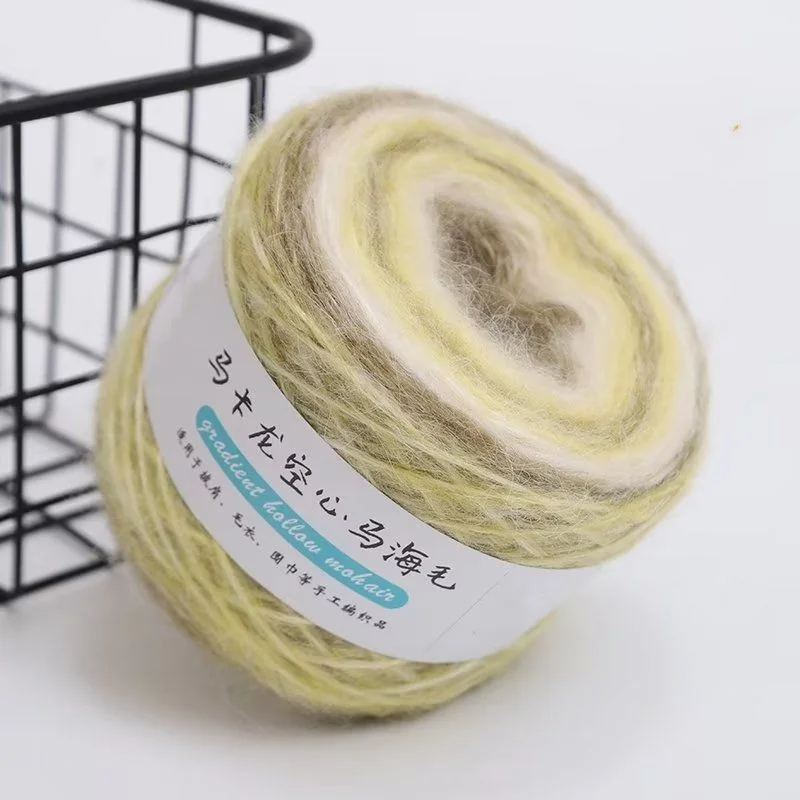 55% натуральный шелковый мохеровый 25% из 20% полиэфирного волокна смесь шариков радужная пряжа вязание вручную крючком градиент