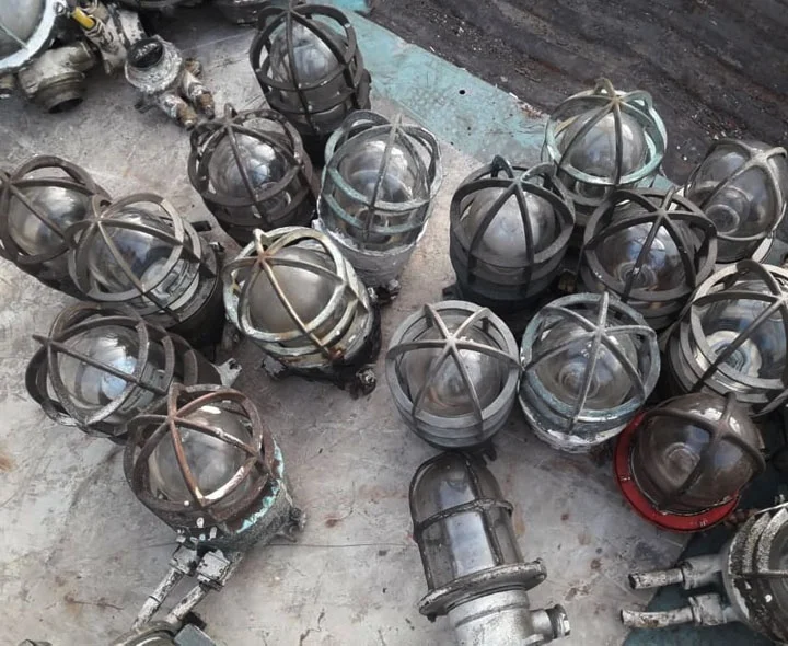 Antique Wiska Brass Ceiling Light Cargo Ships Passage Way Brass Light Bangladesh Ship Yard