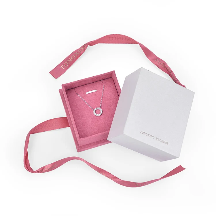 Custom colors and log Cardboard Jewelry Box  Fancy Jewelry Packaging Box With Ribbon